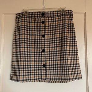 LOFT Plaid Button Front Skirt